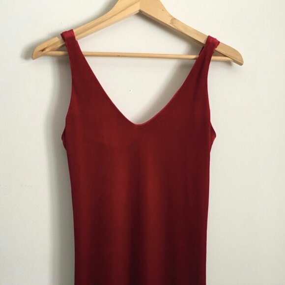 Vtg 90's Garage Brand Long Floor Length Red Velvet Dress - Picture 2 of 4